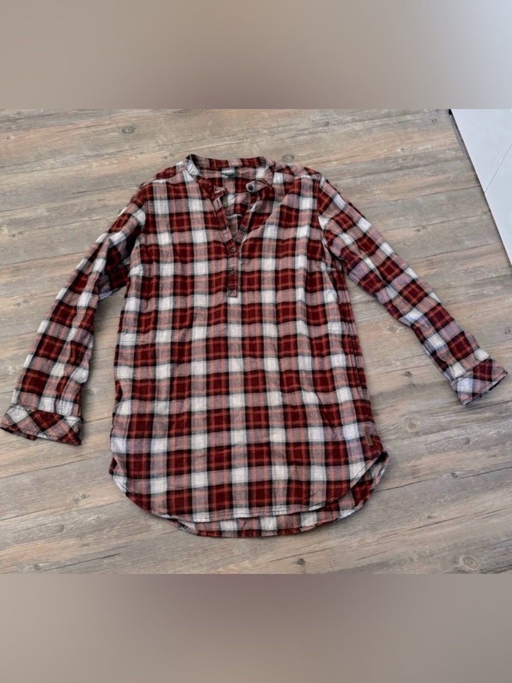Roots Plaid Flannel Tunic Top Size Small